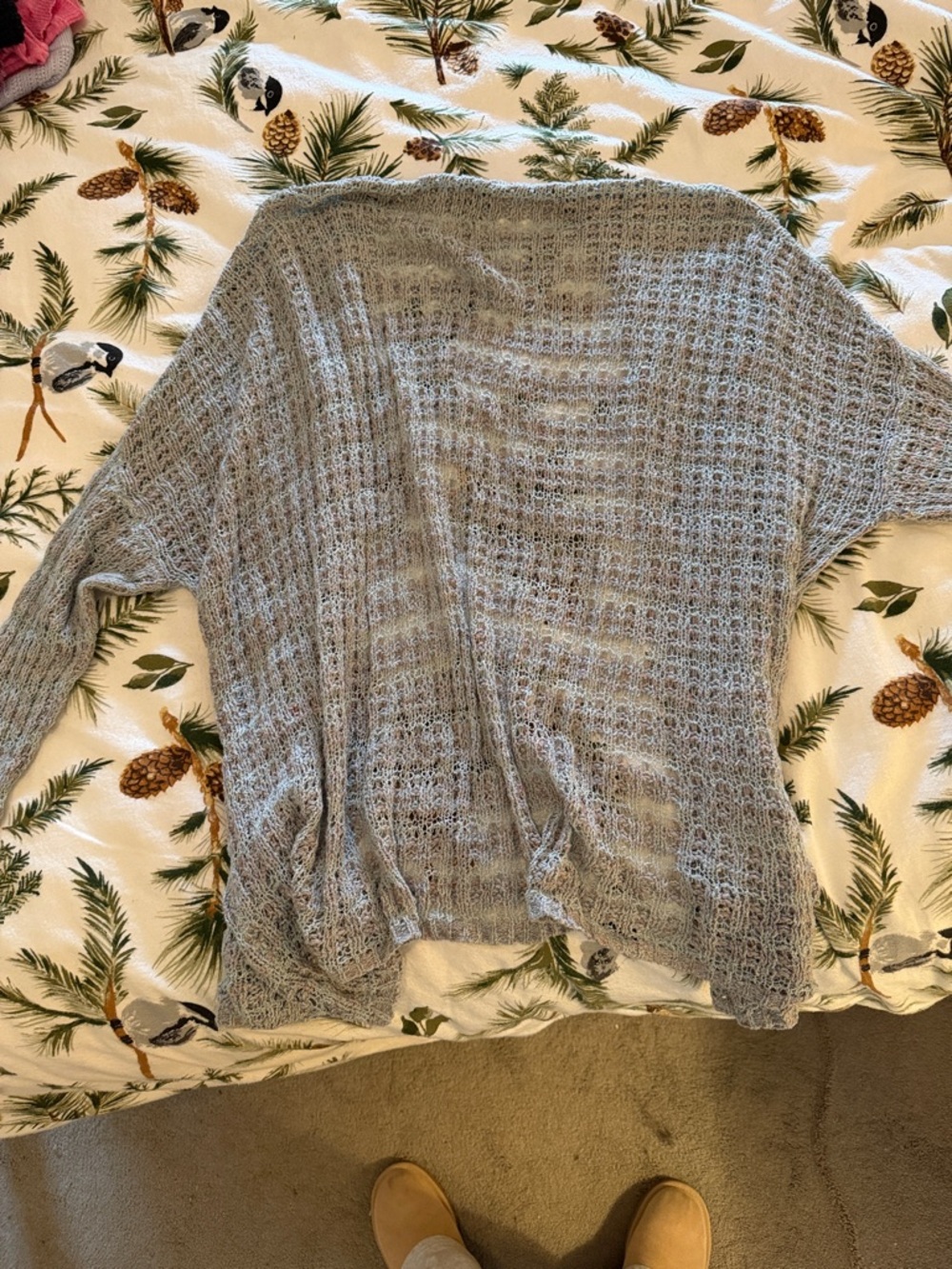 Free People Light Gray Open-Front Knit Cardigan - Picture 3 of 3